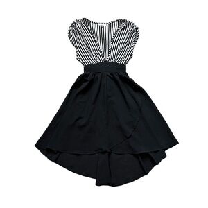 Bolbou Black White Layered Tie Back Midi Dress Size S